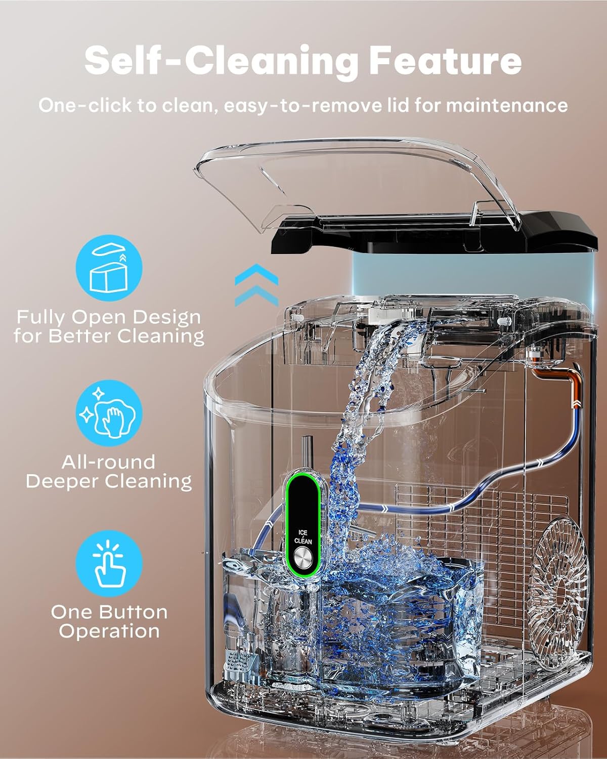 Silonn Nugget Ice Maker Countertop, Pellet Ice Machine with Self-Cleaning Function, Sonic Ice Maker Produces 33lbs of Chewable Ice in 24 Hours, Ideal for Home Kitchen and Office (Black)