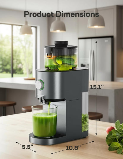 Silonn Slow Masticating Cold Press Juicer Machines, High Juice Yield, Self-Feeding with 5.4” Large Chute for Whole Fruits & Vegetables, Reverse Function