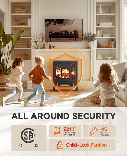 Silonn 24-Inch Electric Fireplace Heater with App & Remote Control