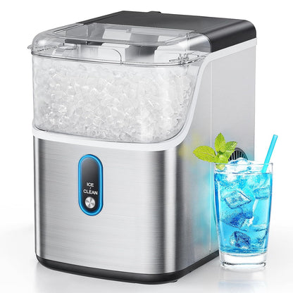 Silonn Nugget Ice Maker Countertop, Chewable Pellet Ice Machine with 33lbs Daily Produce, Pebble Ice Maker for Home Kitchen Office