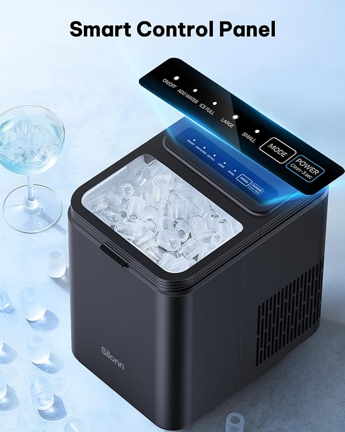 Silonn Ice Maker Countertop, 8 Ice Cubes in 6 Mins