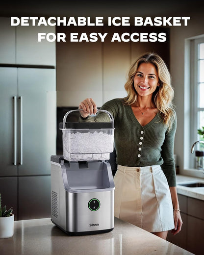 Silonn Nugget Ice Maker Countertop with Detachable Basket and Handle