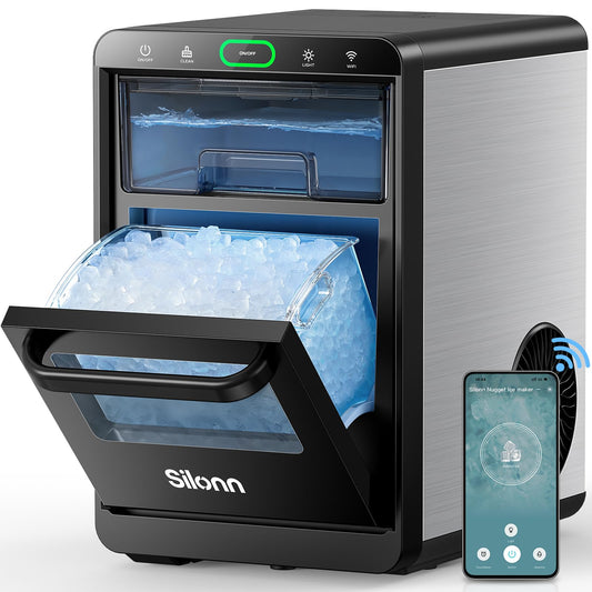 Silonn Ice Maker Countertop, 8 Cubes in 6 Mins, 26.5lbs/24H, Self-Cleaning