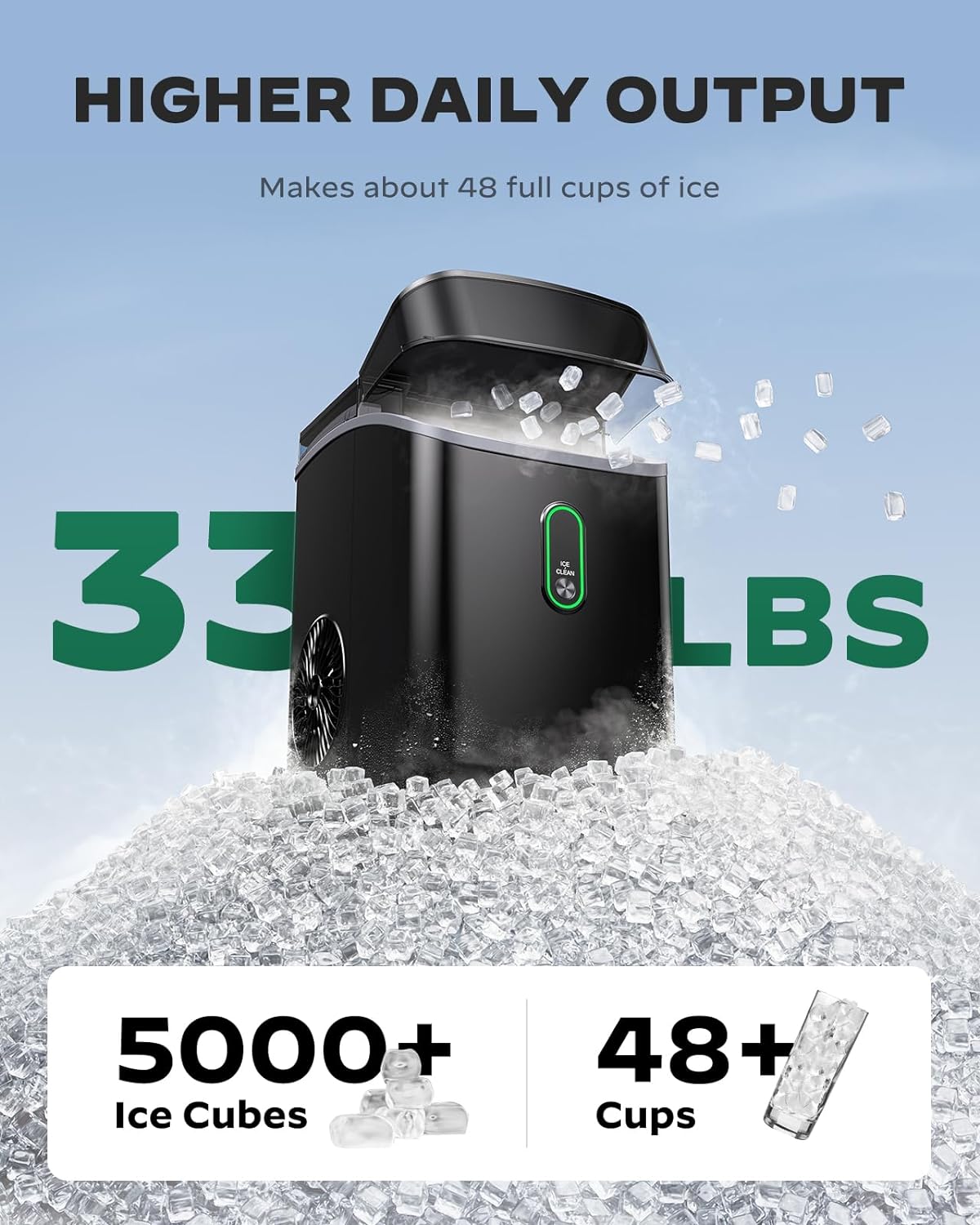 Countertop Chewable Ice Maker (33 Lbs)