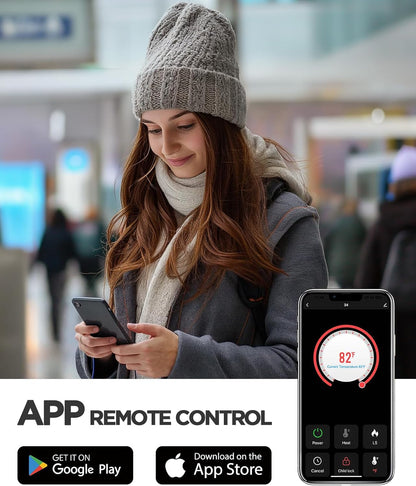 Silonn 24-Inch Electric Fireplace Heater with App & Remote Control