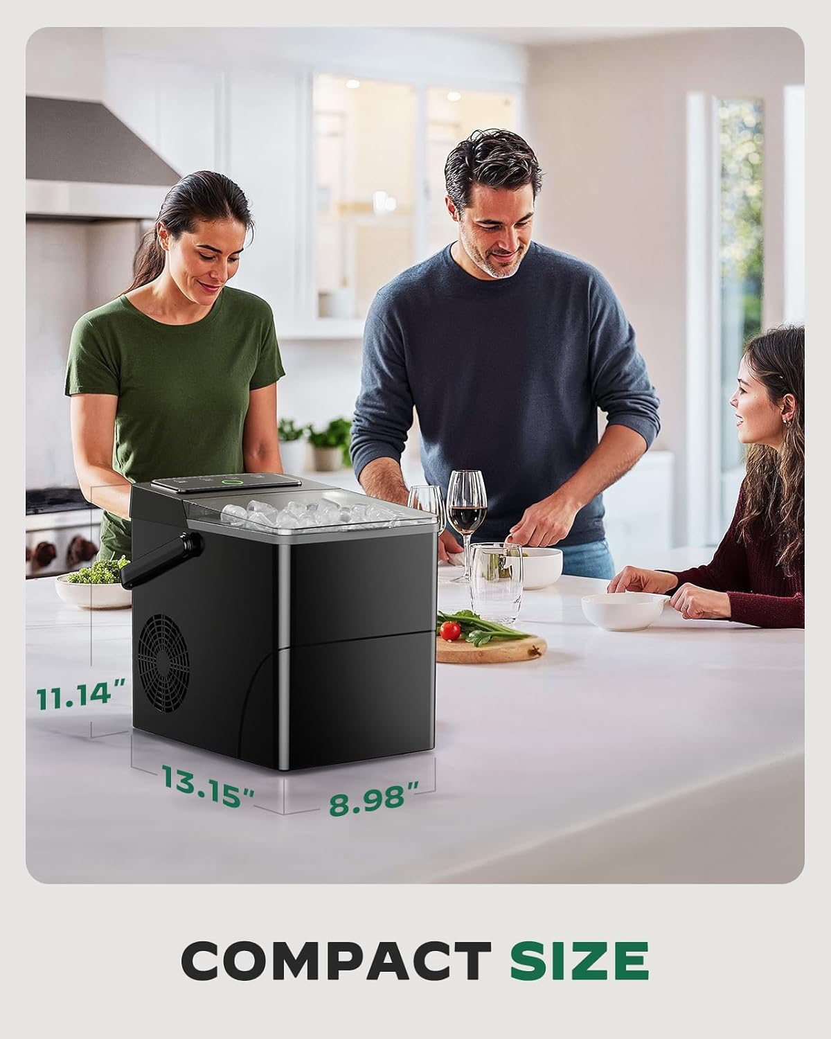 Silonn Boost Ice Maker with Innovative 2.5L Ice Basket & 1.8L Water Tank, 9 Bullet Ice Cubes in 6 Mins, Countertop Ice Maker with LED Touch Control, Self-Cleaning Ice Machine, 2 Ice Sizes