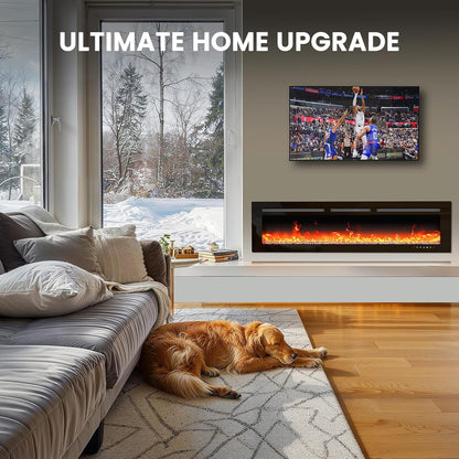 60-Inch Electric Fireplace Heater with App & Remote Control