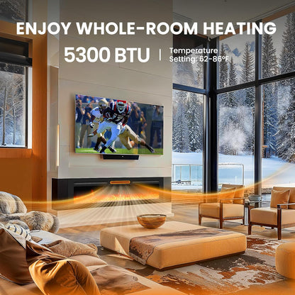60-Inch Electric Fireplace Heater with App & Remote Control