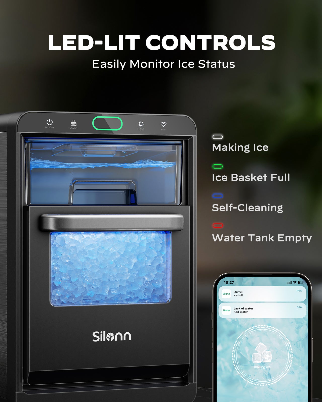Silonn Smart Countertop Nugget Ice Maker (44 Lbs)