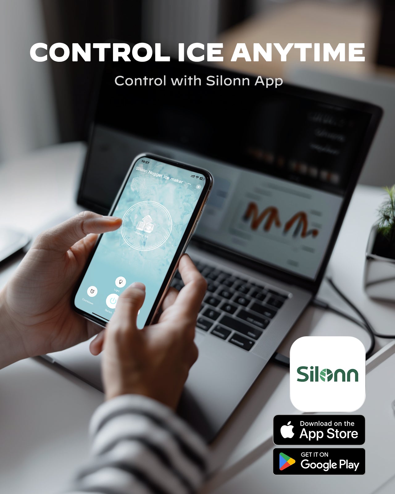 Silonn Smart Countertop Nugget Ice Maker (44 Lbs)