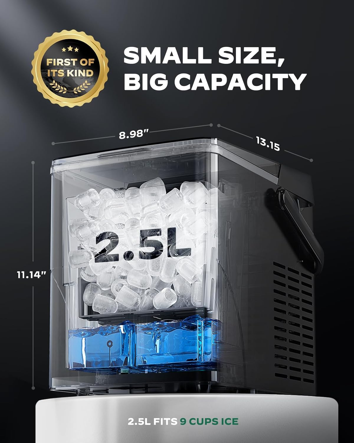 Silonn Countertop Ice Maker, 9 Cubes in 6 Mins, 2.5L Basket, Self-Cleaning, LED Touch