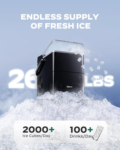Silonn Countertop Ice Maker, 9 Cubes in 6 Mins, 2.5L Basket, Self-Cleaning, LED Touch