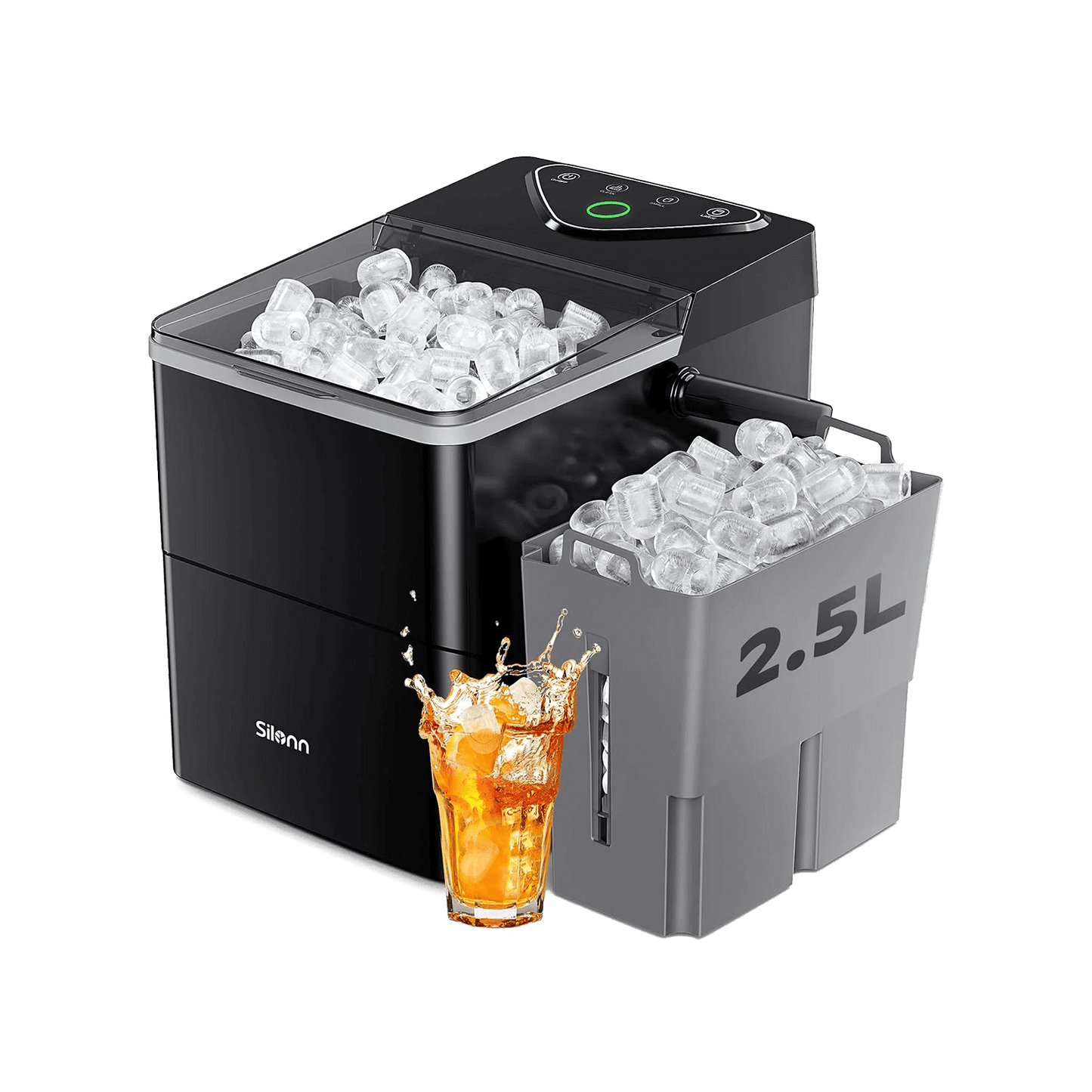 Silonn Countertop Ice Maker, 9 Cubes in 6 Mins, 2.5L Basket, Self-Cleaning, LED Touch