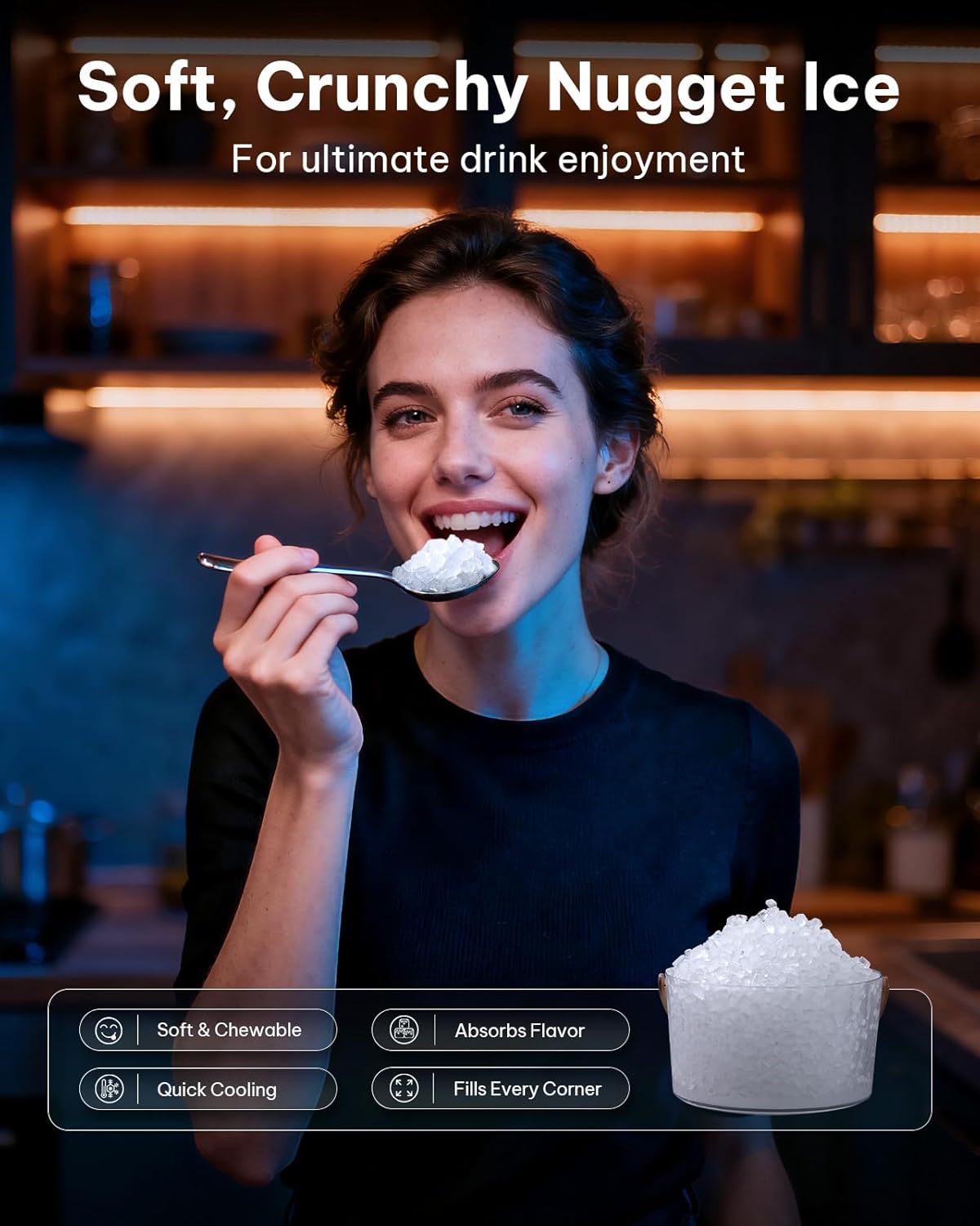 Silonn Nugget Ice Maker Countertop with 3L Detachable Water Tank